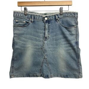 Stylish Blue Denim mini skirt - Size 10- stretch, bodycon, 90s Y2K